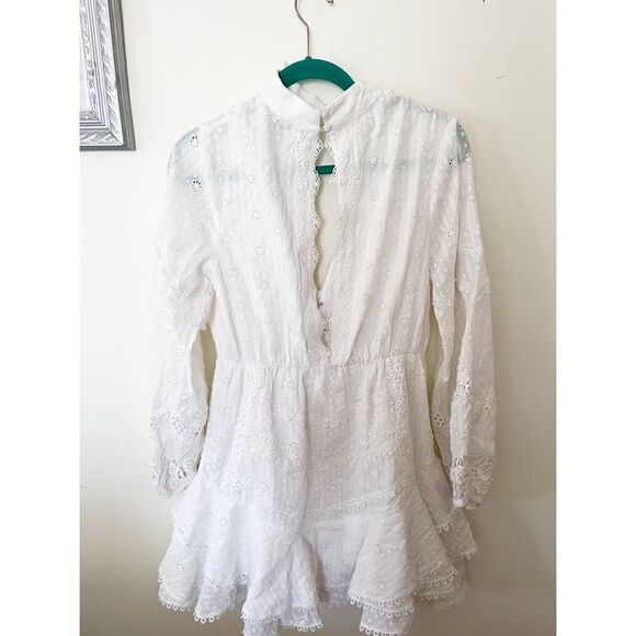 HEMANT & NANDITA
Women's Choker Lace Mini Dress - White - Picture 3 of 5